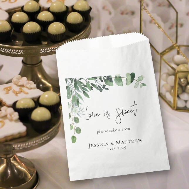 Sacolinha Amor é doce Casamento Eucalyptus (Love Is Sweet Eucalyptus Wedding Favor Bag)