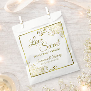 Sacolinha Amor é doce Tome um Dourado Casamento Branco
