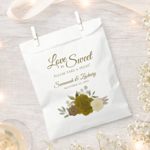 Sacolinha Amor é Dourado doce Casamento Floral Ochre e Amare