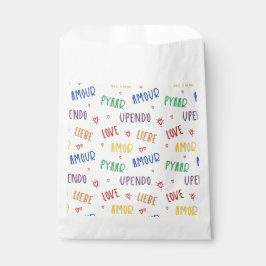 Sacolinha Amor em muitos idiomas Bolsas do Rainbow Favor