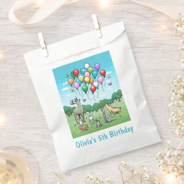Sacolinha Animais com Balões de Aniversário (Cortado)