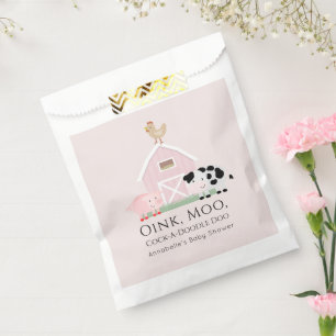 Sacolinha Animais da Fazenda Barnyard Chá de fraldas Rosa