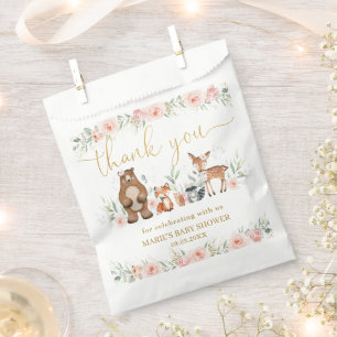 Sacolinha Animais da Floresta Blush Chá de fraldas Floral An