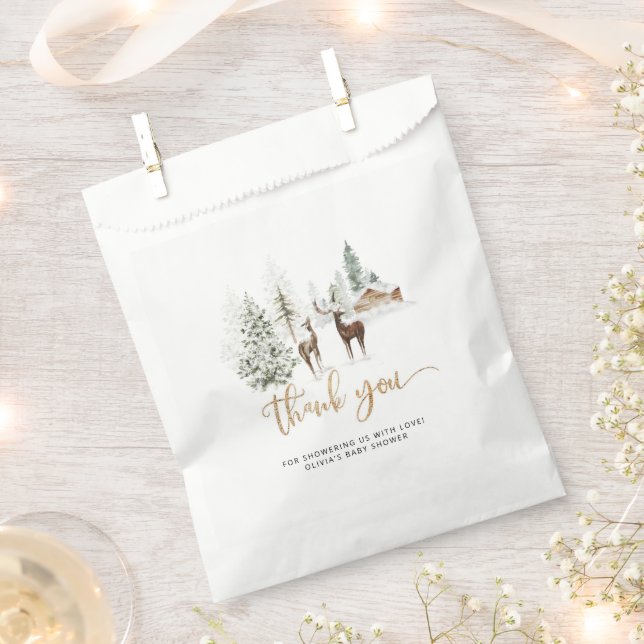 Sacolinha Animais da floresta obrigado-chá de fraldas (Cortado)