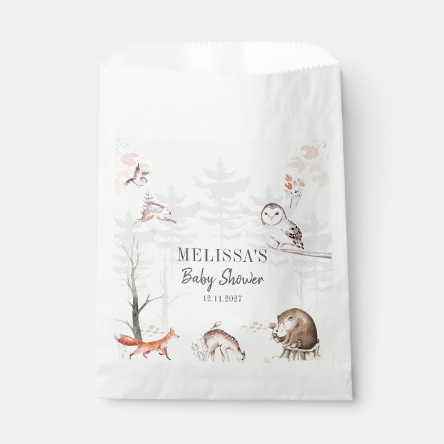 Sacolinha Animais da Floresta Rústica - Chás de Bebê (Frente)