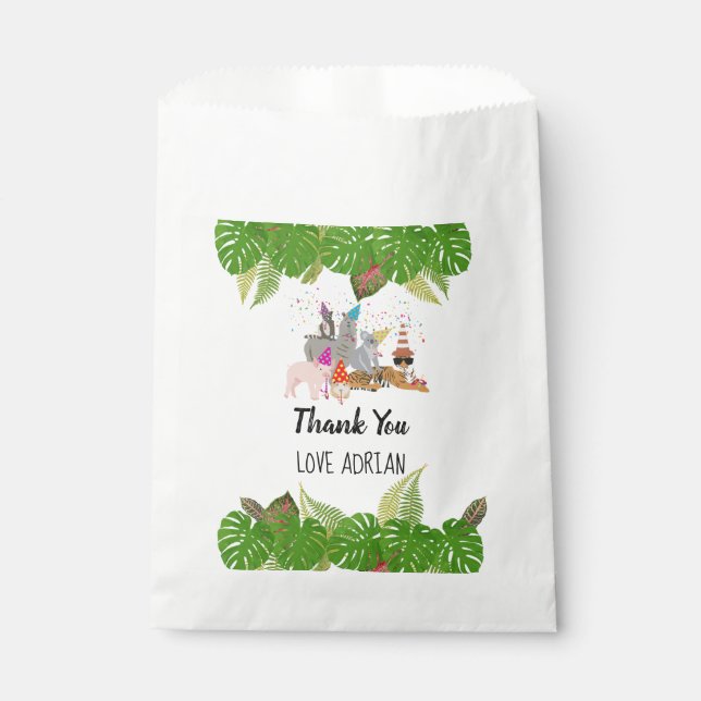 Sacolinha Animais da Selva Engraçados e Bonitos na Festa Sel (Frente)