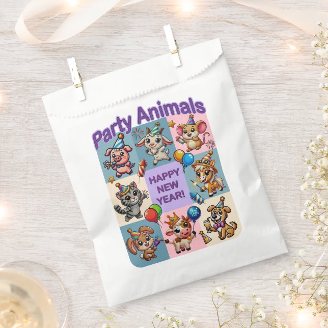 Sacolinha Animais de Festa "Feliz Ano Novo" (Cortado)