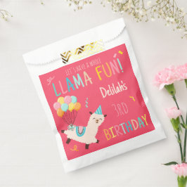 Sacolinha Animais de Festa Llama Aniversário Meninas Rosa