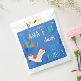 Sacolinha Animais de Festa Llama Aniversário Meninos Azul
