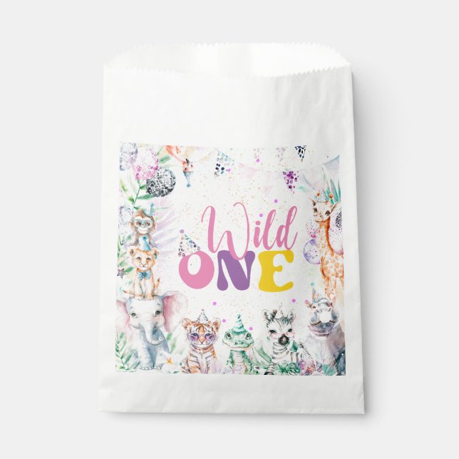 Sacolinha Animais Modernos e Cudos Safari Selvagem Uma Festa (Frente)