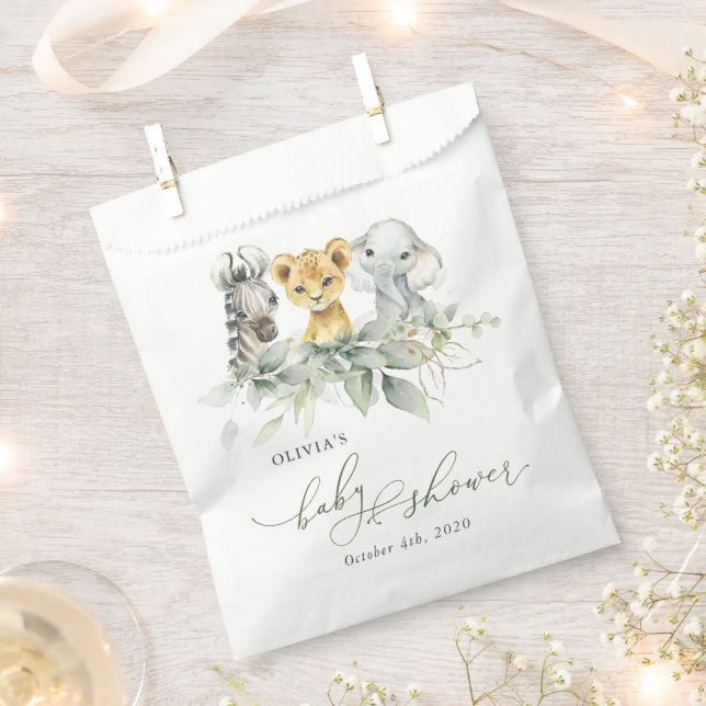 Sacolinha Animais Selvagens, Safari, Selvagem Um, Chá de fra (Cortado)