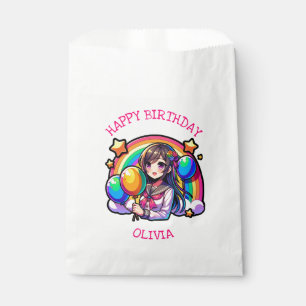 Sacolinha Anime Girl Colorful Pop Art Birthday Personalizado