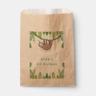 Sacolinha Aniversário azul e branco da preguiça bonito do