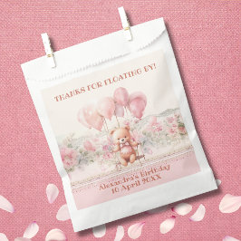 Sacolinha Aniversário da Garota do Urso Rosa Rosa Teddy Obri