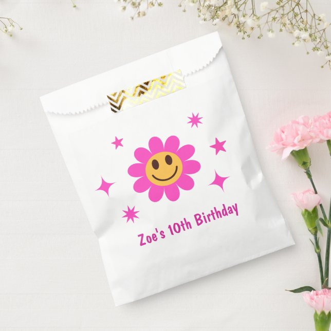 Sacolinha Aniversário da Menina Rosa-Rosa Sorridente (Selado)