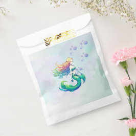 Sacolinha Aniversário da Sereia Roxa e Dourada sob o Mar