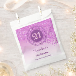 Sacolinha Aniversário de 21 anos | Brilho Cor-de-Rosa Dourad