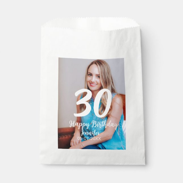 Sacolinha aniversário de 30 anos adiciona nome data ano ano  (Frente)