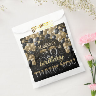 Sacolinha Aniversário de 30 anos de luxo Dourado negro perso