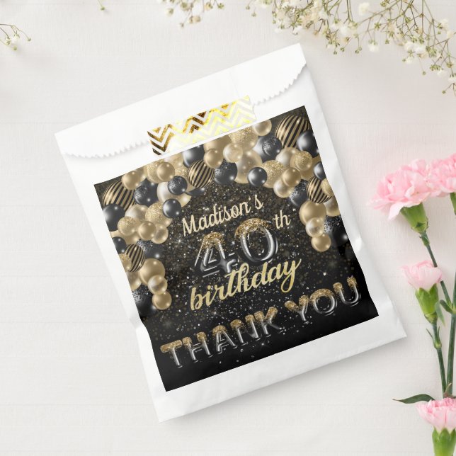 Sacolinha Aniversário de 40 anos de luxo Dourado negro perso (Selado)