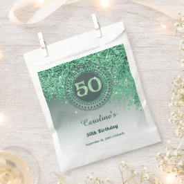 Sacolinha Aniversário de 50 anos | Brilho Verde Dourado Glit