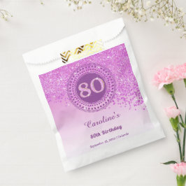 Sacolinha Aniversário de 80 de Quadro Cinza e Cinza