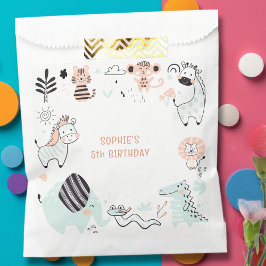 Sacolinha Aniversário de criança de animais selvagens safari