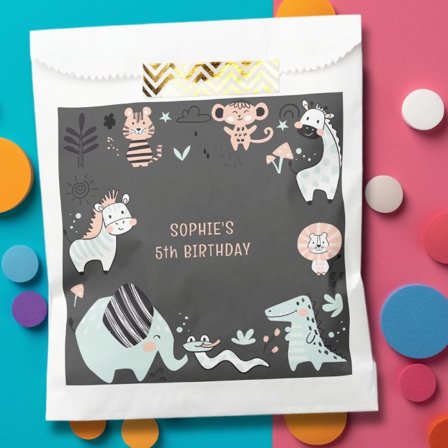 Sacolinha Aniversário de criança de animais selvagens safari (Criador carregado)