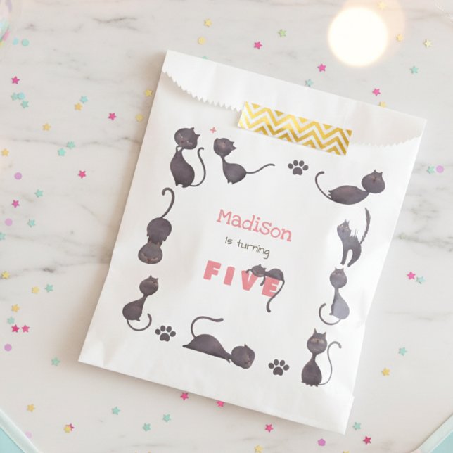 Sacolinha Aniversário de criança de gato preto (Criador carregado)