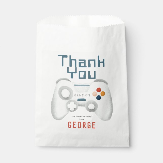 Sacolinha Aniversário de criança de jogos azuis Legal para r (Frente)