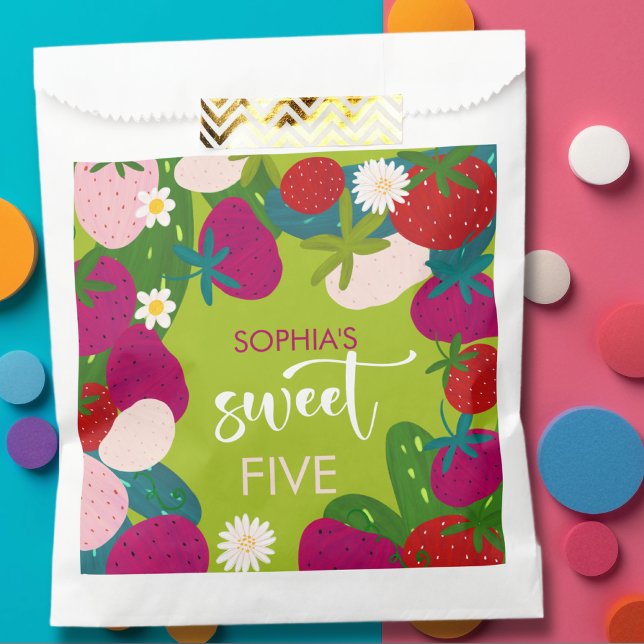 Sacolinha Aniversário de criança de morango doce (Criador carregado)