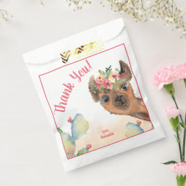 Sacolinha Aniversário de Llama Floral Personalizado