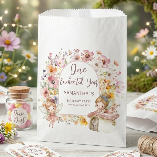 Sacolinha Aniversário de Um Ano do Sonho Encantado (Dreamy Fairyland First Birthday Favor Bag)