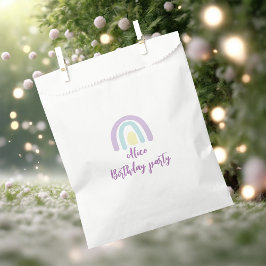 Sacolinha Aniversário do arco-íris azul-lilás amarelo