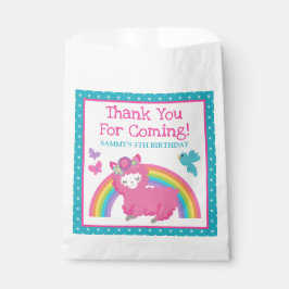 Sacolinha Aniversário do Llama Rosa-Primavera Floral e Arco-