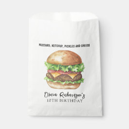 Sacolinha Aniversário do Partido Burger Watercolor