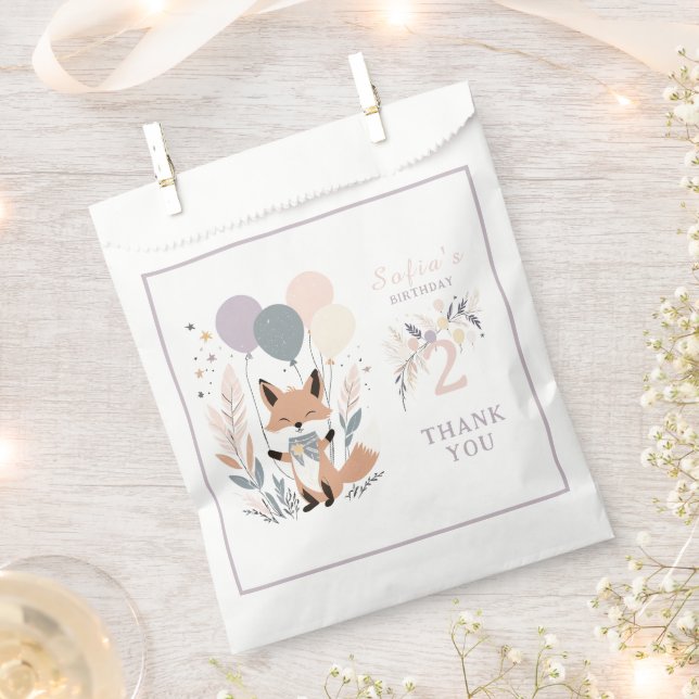 Sacolinha Aniversário do Pastel Boho Fox e Balões (Cortado)