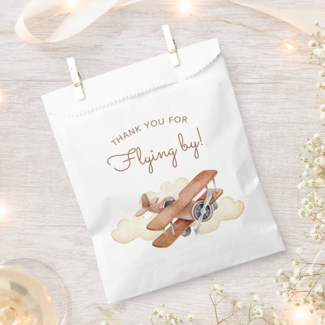 Sacolinha Aniversário do Vintage Aircraft Biplane Boy (Cortado)