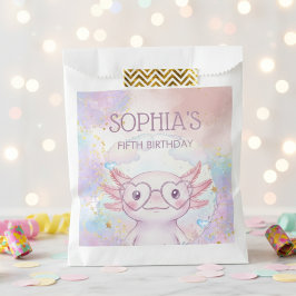 Sacolinha Aniversário infantil caprichoso de axolote