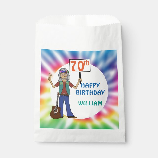 Sacolinha Antiga Hippie Hippy Tie Dye Festa de aniversário F (Frente)