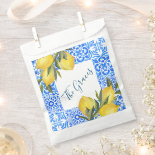 Sacolinha Aquarela Azulejo Tuscan com Limão