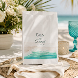 Sacolinha Aquarela Casamento na Praia de Areia Turquesa