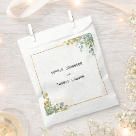 Sacolinha Aquarela de eucalipto verde e dourado