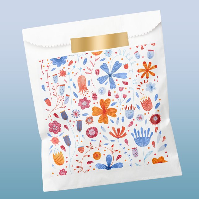 Sacolinha Aquarela de Prlower Meadow (Floral watercolor contemporary art favor bag)