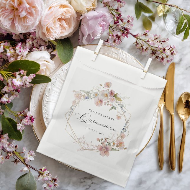 Sacolinha Aquarela Floral Quinceanera (Criador carregado)