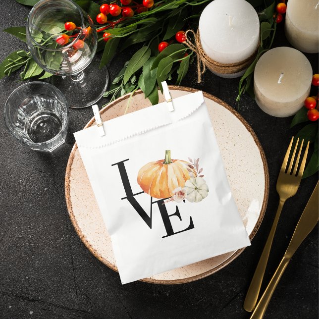 Sacolinha Aquarela Moderna Abóbora Laranja Com Amor (Criador carregado)