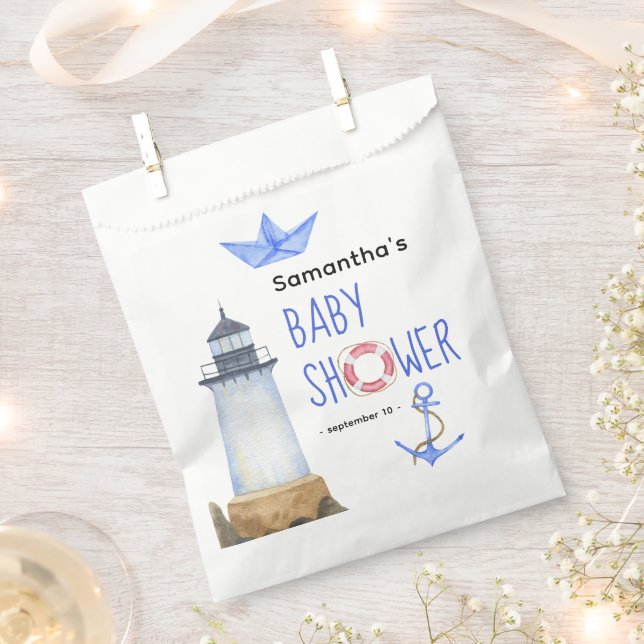 Sacolinha Aquarela náutica - chá de fraldas (Cortado)