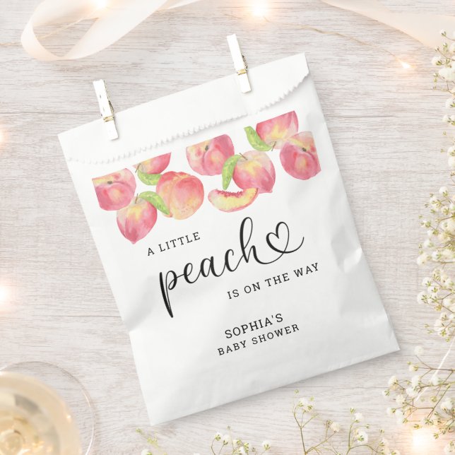 Sacolinha Aquarela Pequeno pêssego está no caminho do chá de (Cortado)