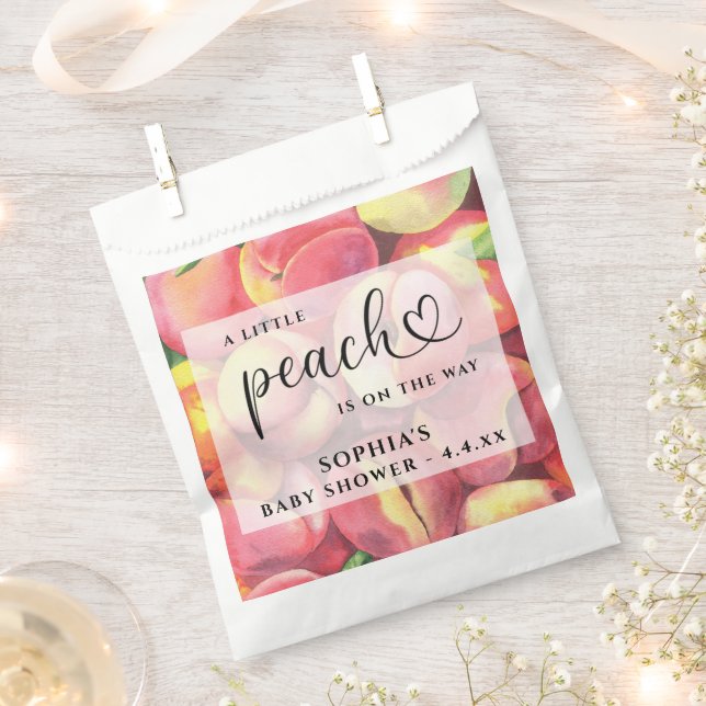 Sacolinha Aquarela Pequeno pêssego está no caminho do chá de (Cortado)