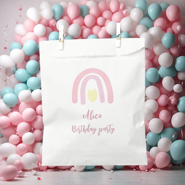 Sacolinha Arco-arco-íris cor-de-rosa-amarelo Aniversário (Criador carregado)